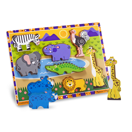 MELISSA & DOUG Safari Chunky Puzzle, 9in x 12in, 8 Pieces 3722